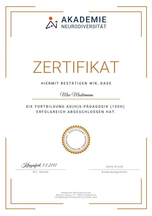 Zertifikat ADHS Fortbildung - Akademie Neurodiversität